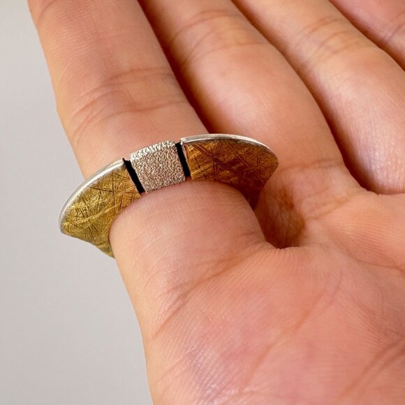 VTG Israeli Sterling Silver Gold Tone Stacking Band Stacy Givon Ring Size 8.5 - Picture 9 of 11